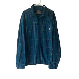 Merrell Men's XXL Blue Plaid Flannel Button-Up Long Sleeve Outdoor Collar Shirt